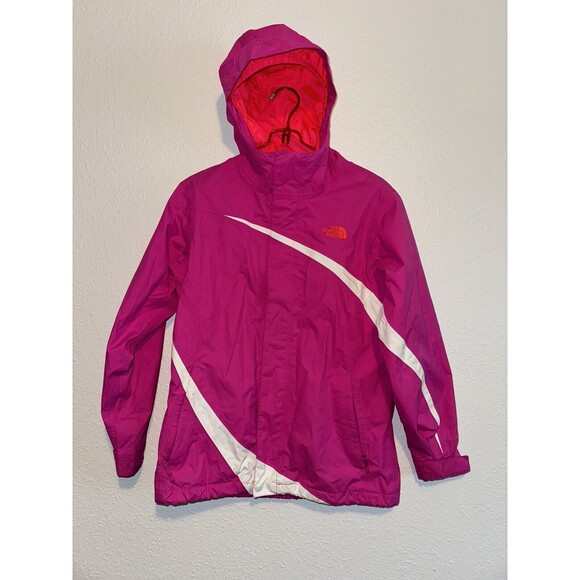 THE NORTH FACE HYVENT Youth Girls 14-16 2 In 1 Rain Wind Breaker Jacket Pink - Picture 1 of 15